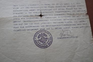 Preview: altes Arbeitszeugnis ?  Reichsnährstand - Blut und Boden - Varel 1939